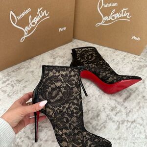 Christian Louboutin Black Lace Heeled Boots